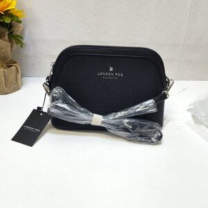 London Fog Ellie Dome 100th Anniversary Black Crossbody Bag Adjustable Strap NWT